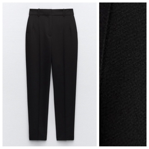 NWT. Zara Black Viscose Blend High-Waisted Trousers. Size L. - Picture 5 of 10